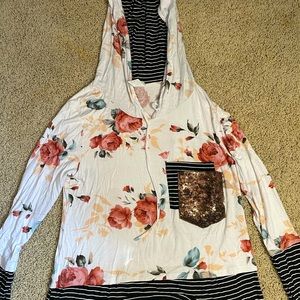 Floral hooded long sleeve